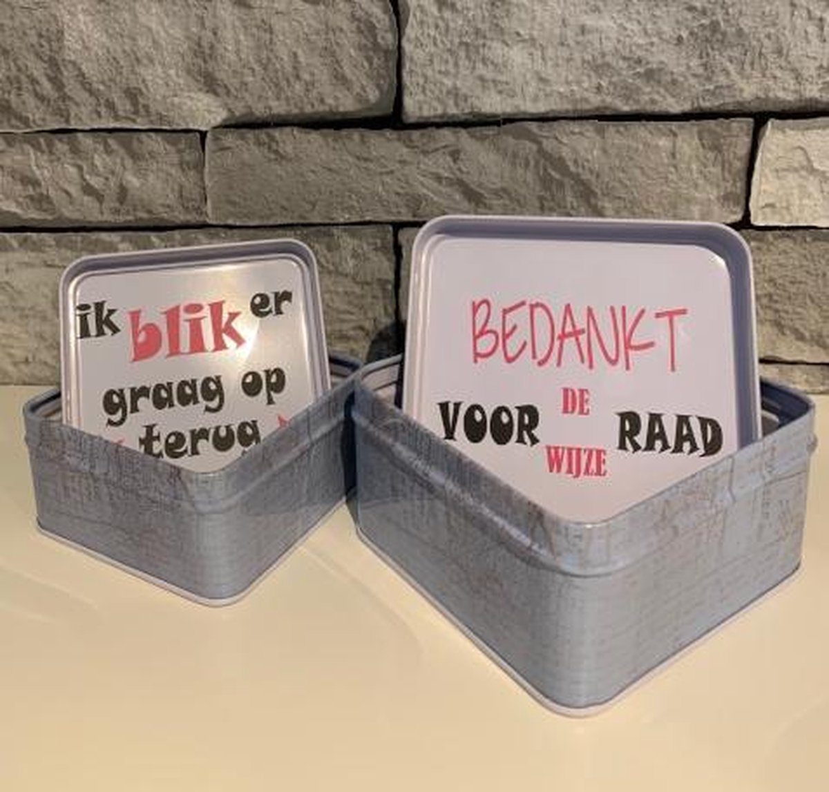 Set Voorraadblikken bedankt wijze raad blik er op terug | Juf & Meester